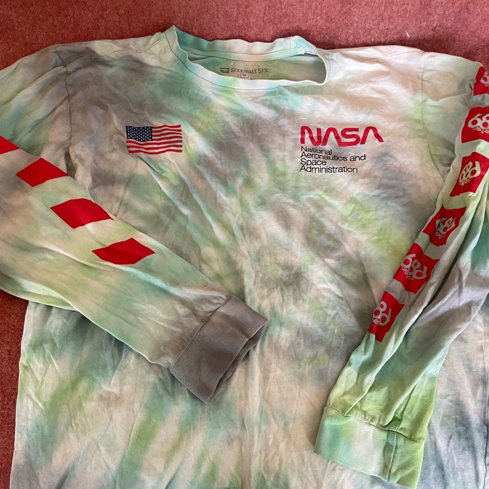 686 NASA Tie-Dye Long Sleeve Shirt - Green and Red